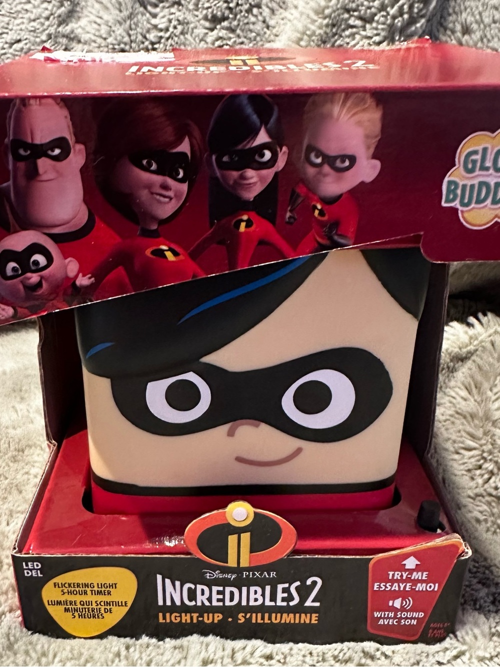 Disney Pixar Incredibles 2 Violet Parr Glow Buddies LED Night Light w Sound- NIB